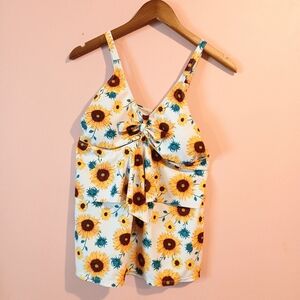 Sunflower Tankini Swim Top Vacation Beach Floral